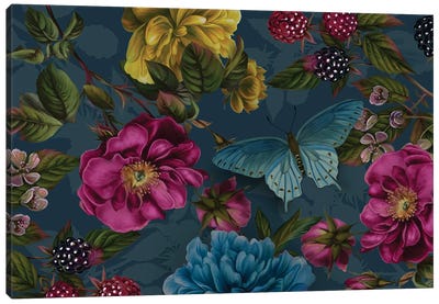 Teal Rose Garden Canvas Art Print - Juliana Loomer