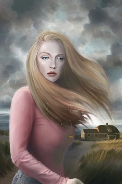 Samantha On The Coast by Juliana Loomer framed canvas print