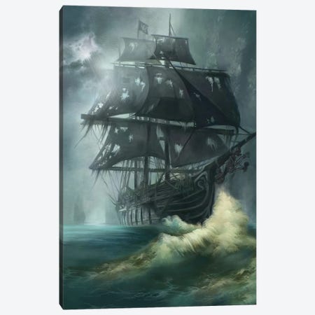Black Pearl Ghost Ship Canvas Print #JLO95} by Juliana Loomer Canvas Print