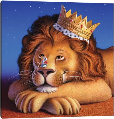 Lion King & Mouse Canvas Art Print - Jerry Lofaro