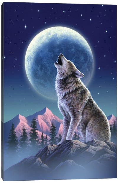 Wolfmoon Canvas Art Print - Jerry Lofaro