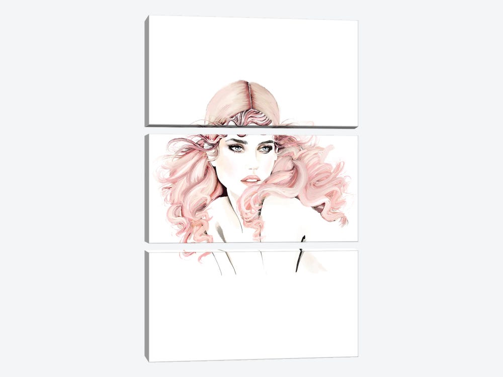 Pink Hair by Janka Letková 3-piece Canvas Print