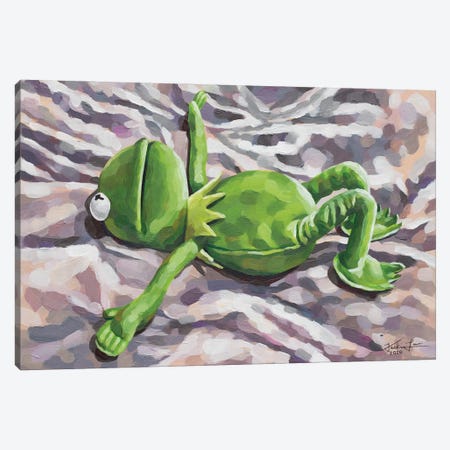 Tired Kermit Canvas Print #JLU39} by Jackie Liu Canvas Art