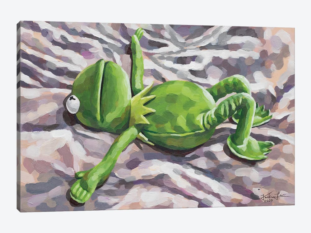 Tired Kermit by Jackie Liu 1-piece Canvas Print