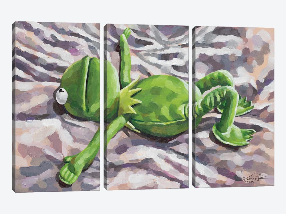 Tired Kermit by Jackie Liu 3-piece Art Print