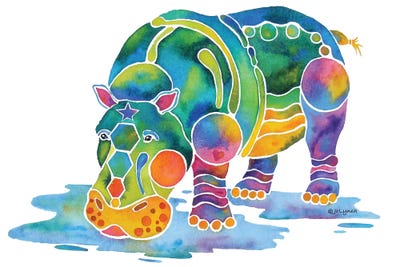 Hippopotamus by Jo Lynch art print