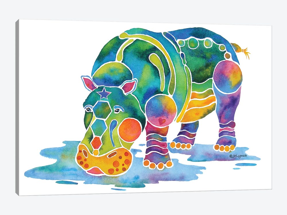Hippopotamus by Jo Lynch 1-piece Canvas Artwork