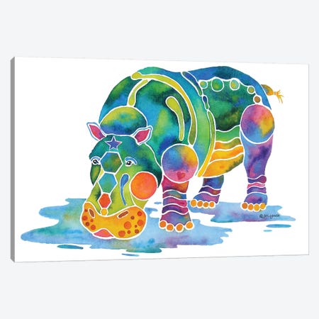 Hippopotamus Canvas Print #JLY100} by Jo Lynch Canvas Artwork