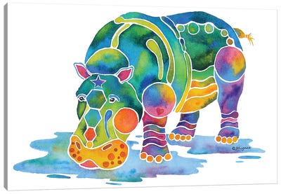 Hippopotamus Canvas Art Print - Jo Lynch