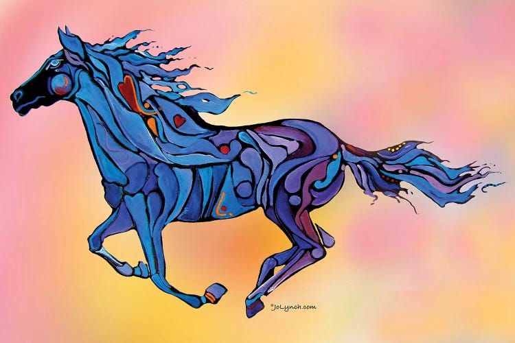 Horse Running Free On Pink by Jo Lynch wall art