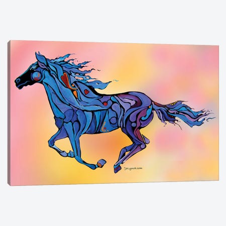 Horse Running Free On Pink Canvas Print #JLY103} by Jo Lynch Canvas Art