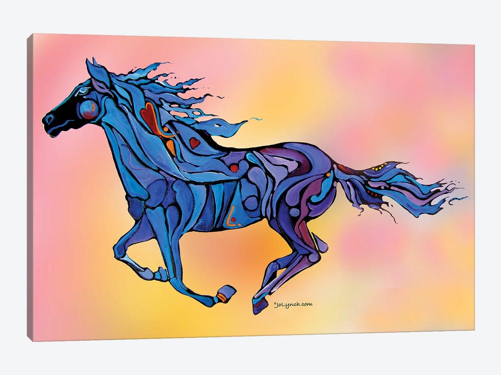 Horse Running Free On Pink by Jo Lynch 1-piece Art Print