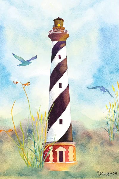Lighthouse Cape Hatteras II by Jo Lynch framed canvas print