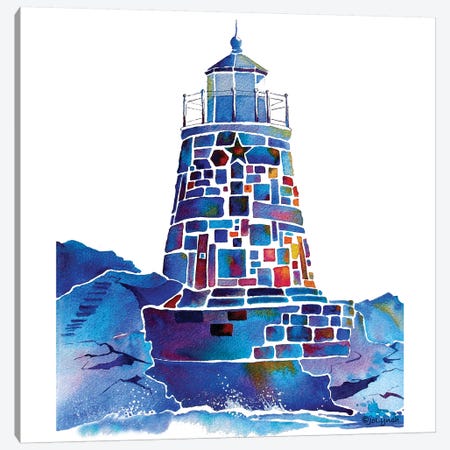 Castle Hill Newport Lighthouse Canvas Print #JLY10} by Jo Lynch Canvas Artwork
