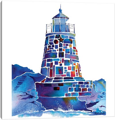 Castle Hill Newport Lighthouse Canvas Art Print - Jo Lynch