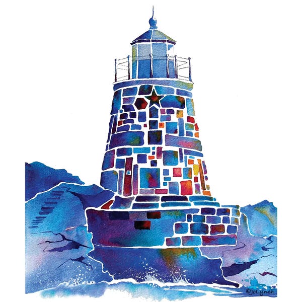 Kids Nautical Art: Castle Hill Newport Lighthouse by Jo Lynch
