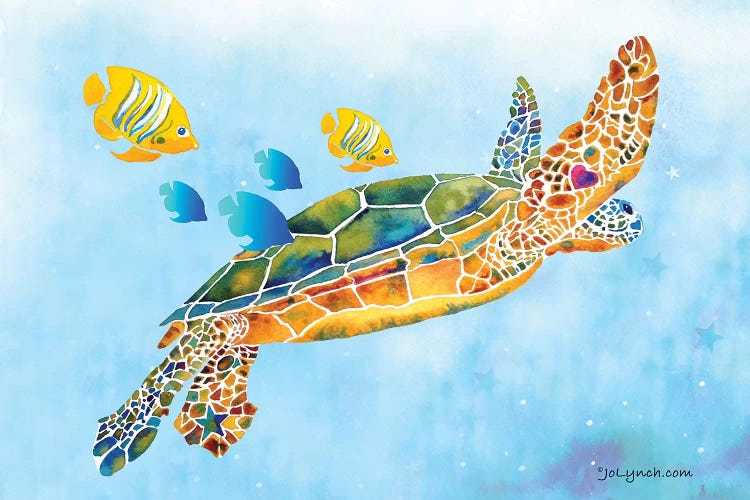 Sea Turtle Fish by Jo Lynch wall art