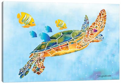 Sea Turtle Fish Canvas Art Print - Reptile & Amphibian Art
