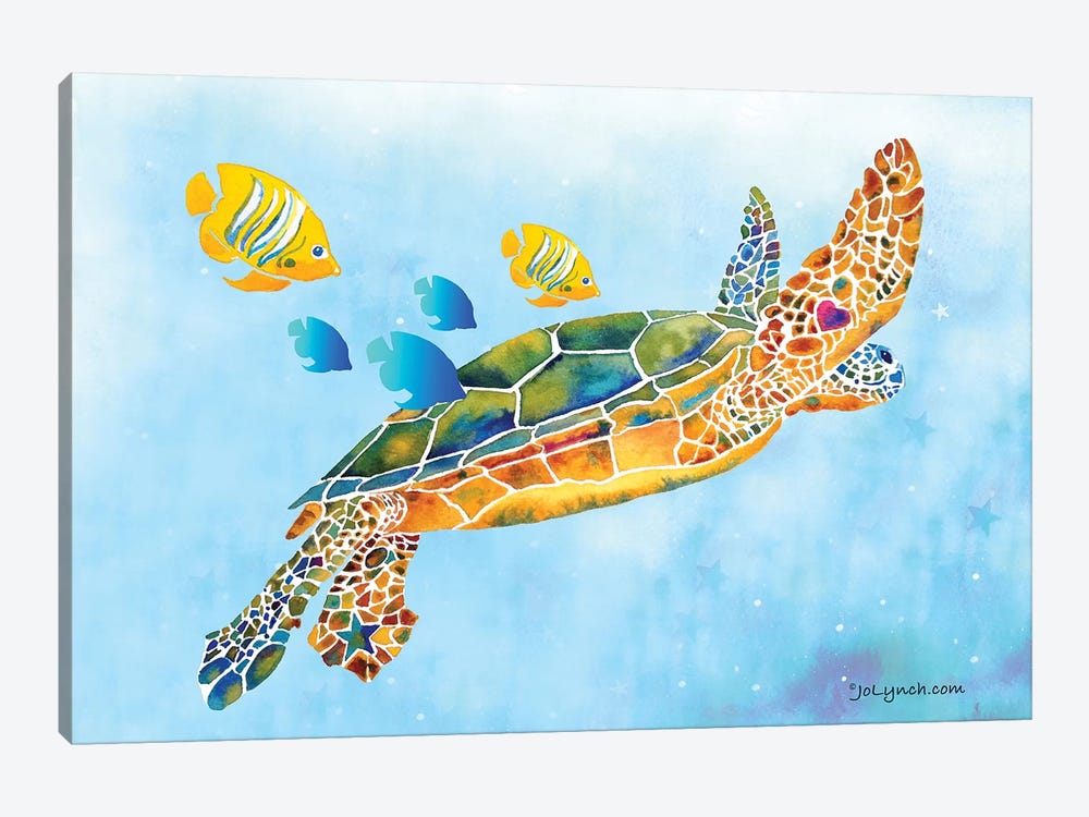 Sea Turtle Fish by Jo Lynch 1-piece Canvas Print