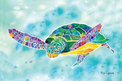 Sea Turtle Green Coastal by Jo Lynch canvas print