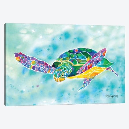 Sea Turtle Green Coastal Canvas Print #JLY135} by Jo Lynch Canvas Artwork
