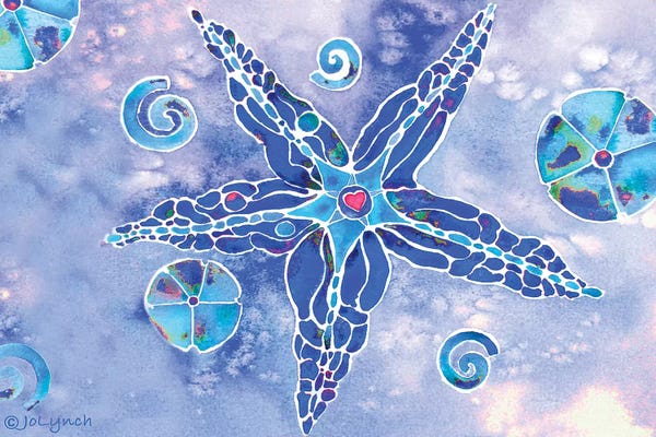 Kids Nautical Art: Starfish Blues Tampa by Jo Lynch