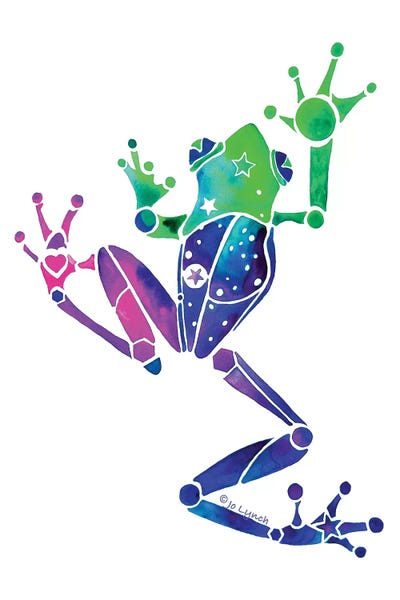 Tree Frog Green Purple by Jo Lynch canvas print