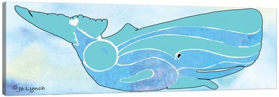 Whale Ocean Blues Canvas Art Print - Kids Nautical Art