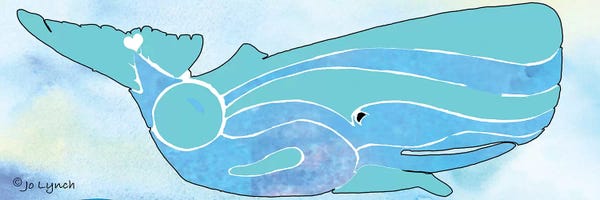Kids Nautical Art: Whale Ocean Blues by Jo Lynch