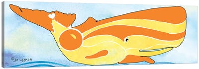 Whale Yellow Orange Canvas Art Print - Kids Nautical Art