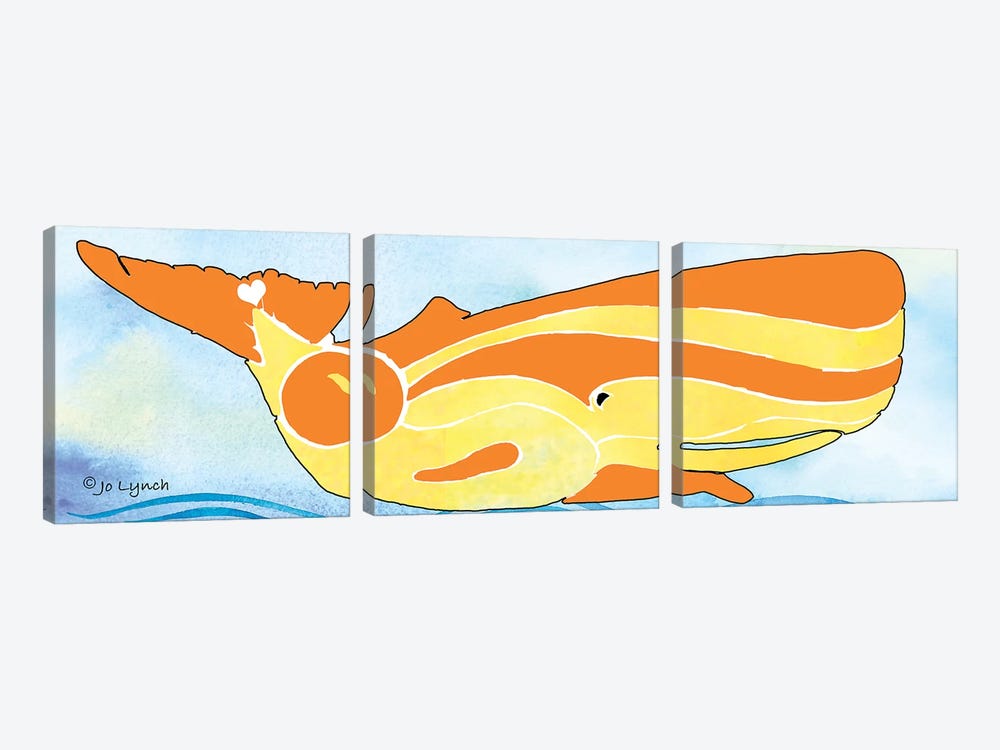 Whale Yellow Orange by Jo Lynch 3-piece Canvas Artwork