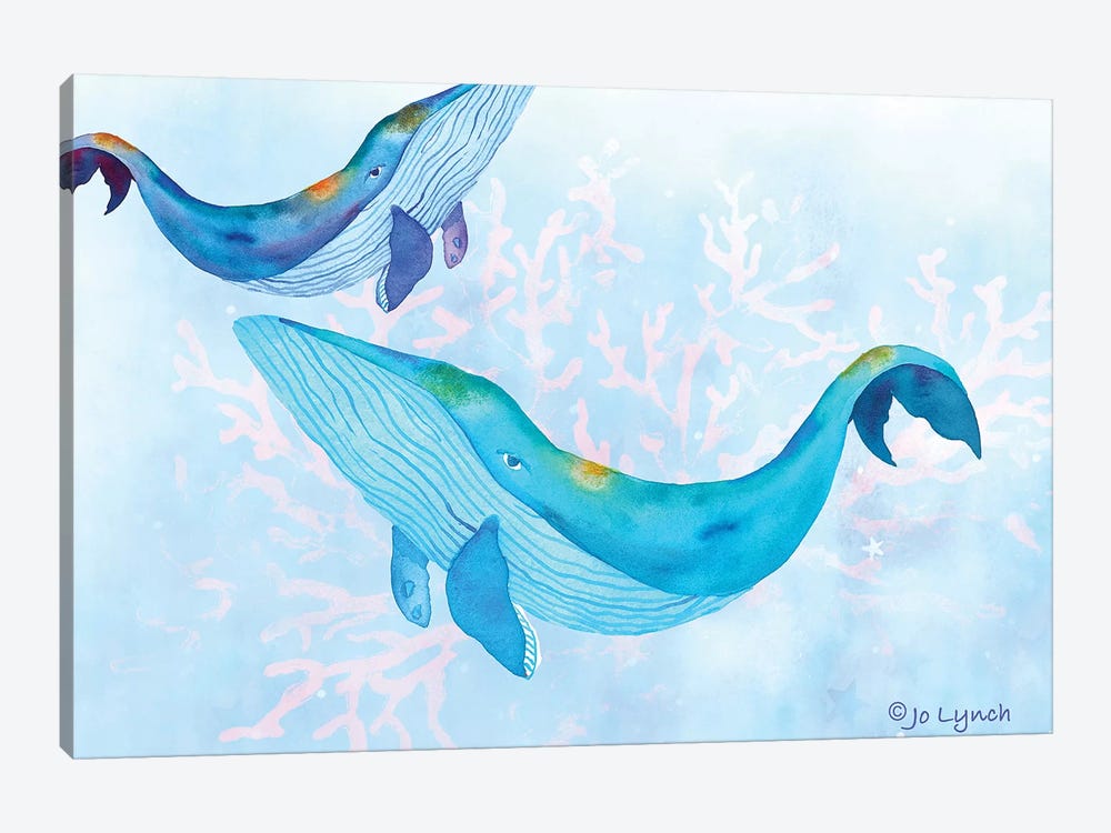 Whales Play Ocean by Jo Lynch 1-piece Art Print
