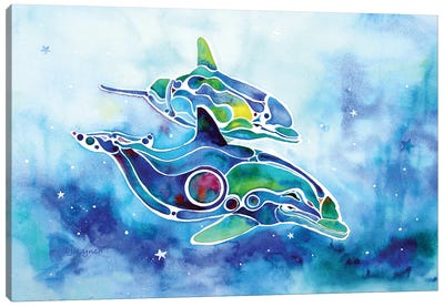 Dancing Dolphins Canvas Art Print - Jo Lynch