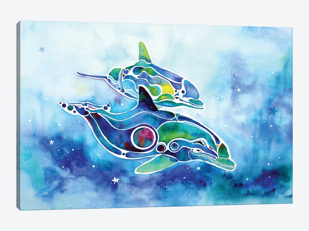 Dancing Dolphins by Jo Lynch 1-piece Canvas Artwork