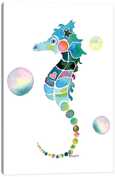 Seahorse With Bubbles Canvas Art Print - Seahorse Art