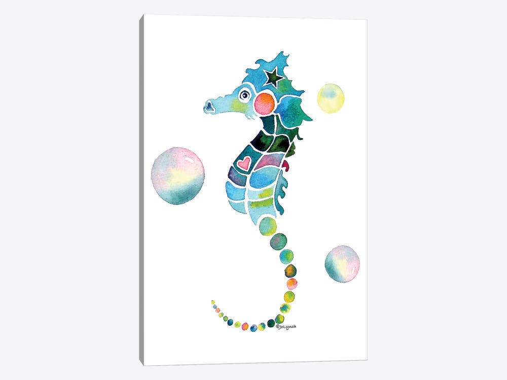 Seahorse With Bubbles by Jo Lynch 1-piece Canvas Artwork