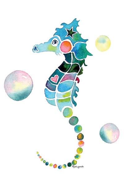 Seahorses: Seahorse With Bubbles by Jo Lynch