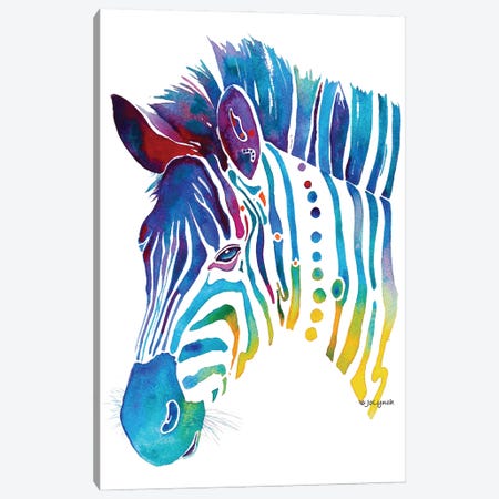 Zebra Colors Canvas Print #JLY167} by Jo Lynch Art Print