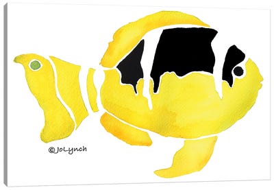 Fish Black Yellow II Canvas Art Print - Black, White & Yellow Art