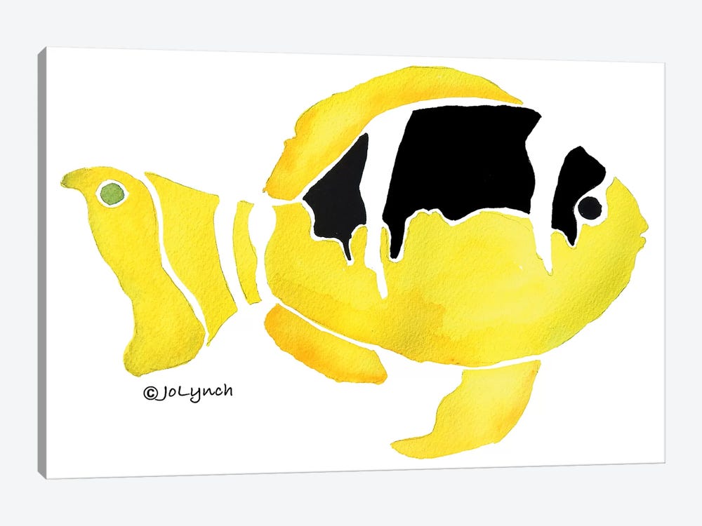 Fish Black Yellow II by Jo Lynch 1-piece Art Print