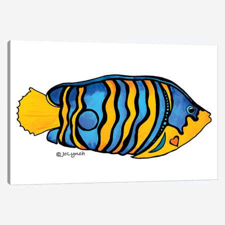 Fish Blue Yellow Stripe II Canvas Print #JLY20} by Jo Lynch Canvas Art Print