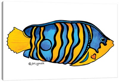 Fish Blue Yellow Stripe II Canvas Art Print - Jo Lynch