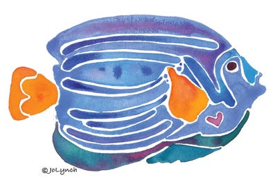 Fish Blue Yellow Tail by Jo Lynch framed canvas print