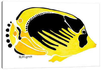 Fish Yellow Black Canvas Art Print - Jo Lynch