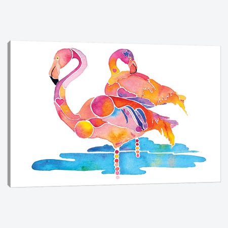 Flamingos Canvas Print #JLY25} by Jo Lynch Canvas Art