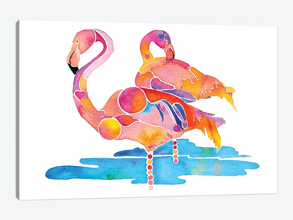 Flamingos by Jo Lynch 1-piece Canvas Art