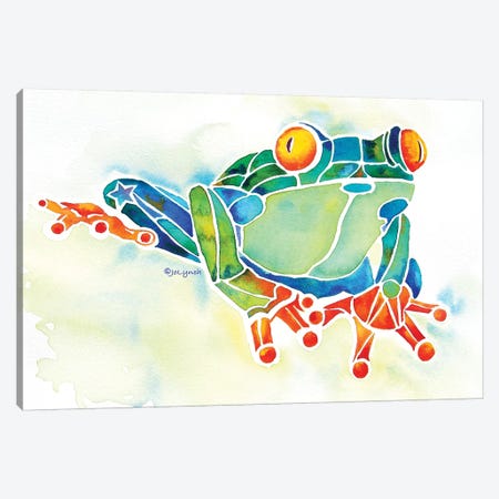 Frog Green Canvas Print #JLY27} by Jo Lynch Canvas Artwork