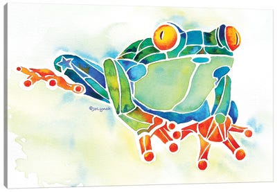 Frog Green Canvas Art Print - Jo Lynch