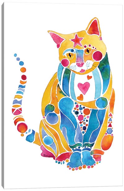 Jewel Kitty Cat Whimsical Canvas Art Print - Jo Lynch