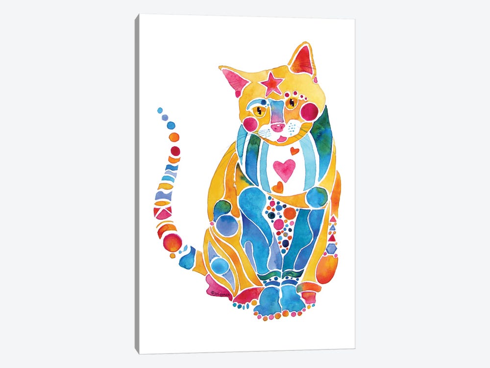 Jewel Kitty Cat Whimsical by Jo Lynch 1-piece Art Print
